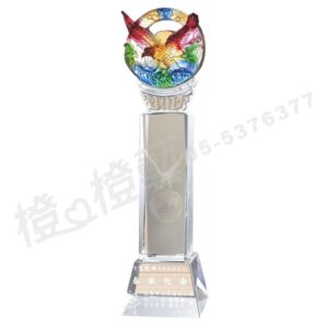 水晶琉璃「珍藏」-獎牌獎座獎盃藝品「退休、績優表揚、升官、榮陞」-鏤空彩色琉璃