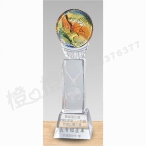 水晶琉璃「經典」-獎牌獎座獎盃藝品「退休、績優表揚、升官、榮陞」-鏤空彩色琉璃