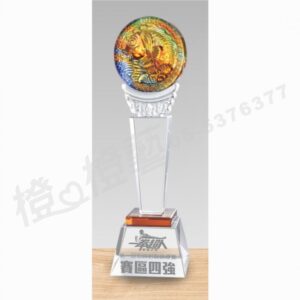 水晶琉璃「經彩」-獎牌獎座獎盃藝品「退休、績優表揚、升官、榮陞」-鏤空彩色琉璃