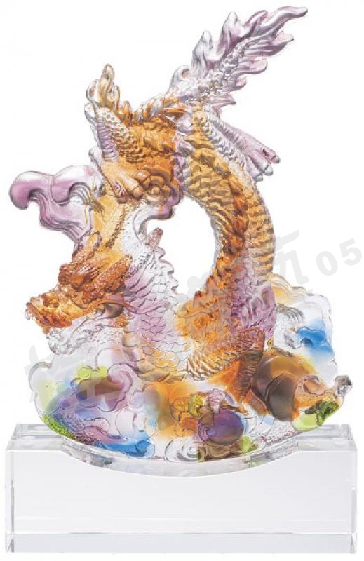琉璃獎座「盛世的崛起」-獎牌獎座獎盃藝品「退休、績優表揚、升官、榮陞」-鏤空彩色琉璃