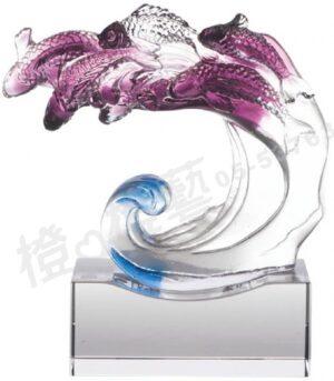 琉璃獎座「凝聚的力」-獎牌獎座獎盃藝品「退休、績優表揚、升官、榮陞」-鏤空彩色琉璃