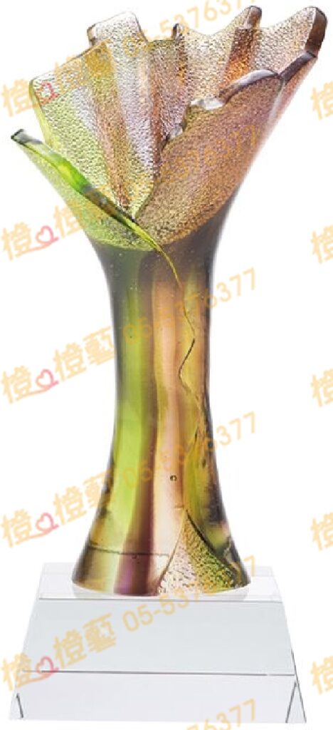 琉璃獎座「愛無限」-獎牌獎座獎盃藝品「退休、績優表揚、升官、榮陞」-鏤空彩色琉璃