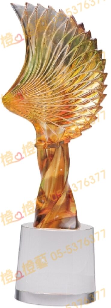 琉璃獎座「閃耀星光之飛翔」-獎牌獎座獎盃藝品「退休、績優表揚、升官、榮陞」-鏤空彩色琉璃