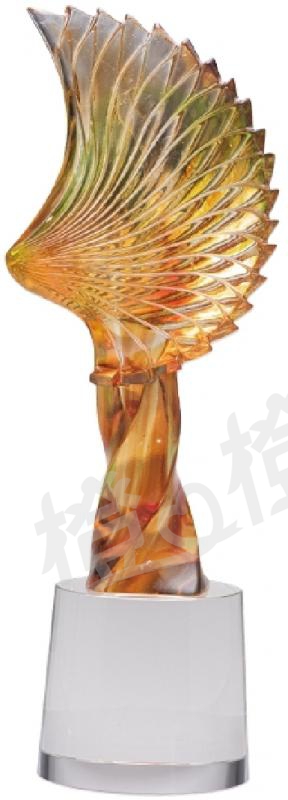 琉璃獎座「閃耀星光之飛翔」-獎牌獎座獎盃藝品「退休、績優表揚、升官、榮陞」-鏤空彩色琉璃