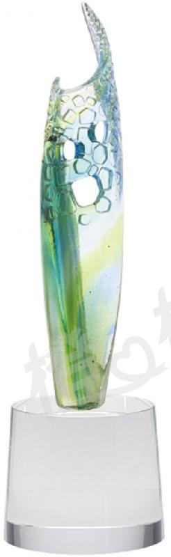 琉璃獎座「閃耀星光之轉動」-獎牌獎座獎盃藝品「退休、績優表揚、升官、榮陞」-鏤空彩色琉璃