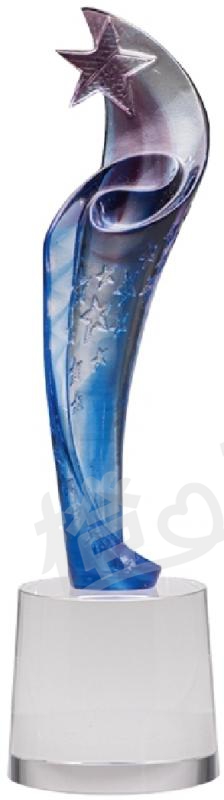 琉璃獎座「閃耀星光之跳躍」-獎牌獎座獎盃藝品「退休、績優表揚、升官、榮陞」-鏤空彩色琉璃