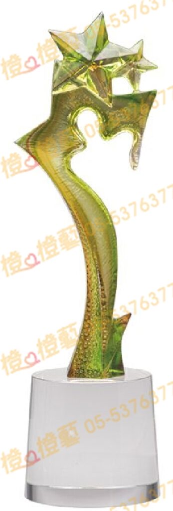 琉璃獎座「閃耀星光之璀璨」-獎牌獎座獎盃藝品「退休、績優表揚、升官、榮陞」-鏤空彩色琉璃
