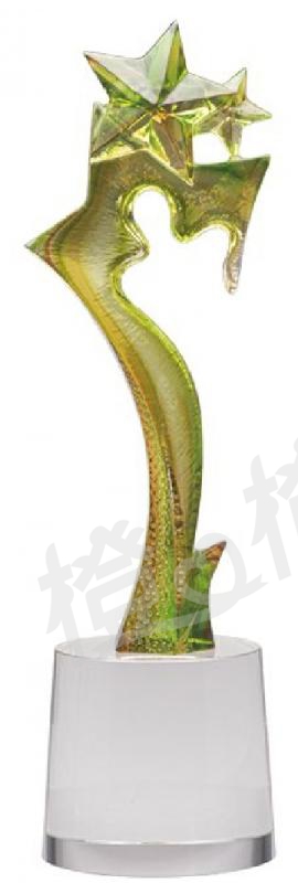 琉璃獎座「閃耀星光之璀璨」-獎牌獎座獎盃藝品「退休、績優表揚、升官、榮陞」-鏤空彩色琉璃