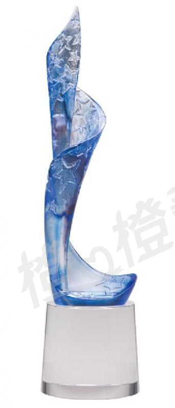 琉璃獎座「閃耀星光之舞動」-獎牌獎座獎盃藝品「退休、績優表揚、升官、榮陞」-鏤空彩色琉璃