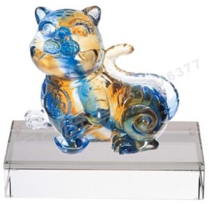 琉璃獎座「虎哩好運來」-獎牌獎座獎盃藝品「退休、績優表揚、升官、榮陞」-鏤空彩色琉璃