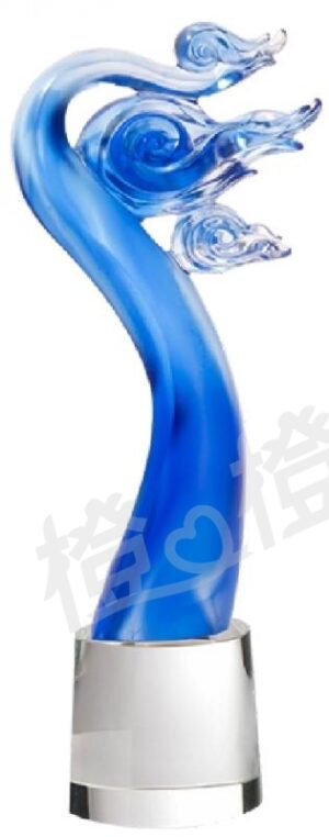 琉璃獎座「風雲之志」-獎牌獎座獎盃藝品「退休、績優表揚、升官、榮陞」-鏤空彩色琉璃