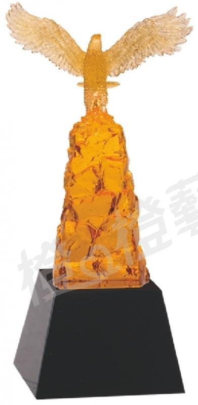 琉璃獎座「展翅徜徉」-獎牌獎座獎盃藝品「退休、績優表揚、升官、榮陞」-鏤空彩色琉璃