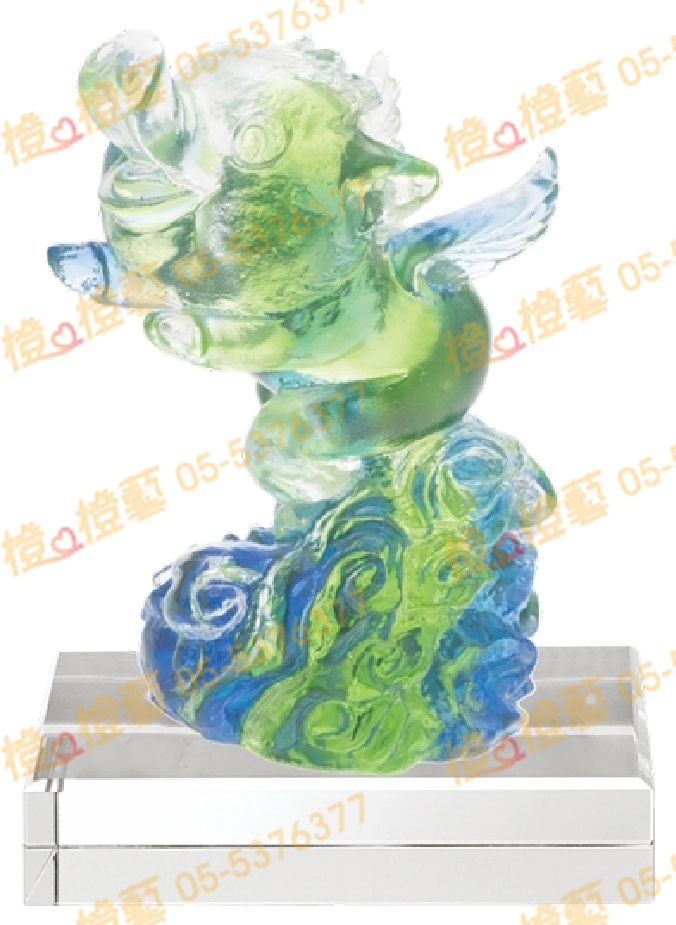 琉璃獎座「諸事好運飛進來」-獎牌獎座獎盃藝品「退休、績優表揚、升官、榮陞」-鏤空彩色琉璃