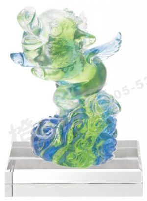 琉璃獎座「諸事好運飛進來」-獎牌獎座獎盃藝品「退休、績優表揚、升官、榮陞」-鏤空彩色琉璃