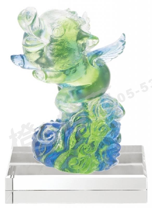琉璃獎座「諸事好運飛進來」-獎牌獎座獎盃藝品「退休、績優表揚、升官、榮陞」-鏤空彩色琉璃