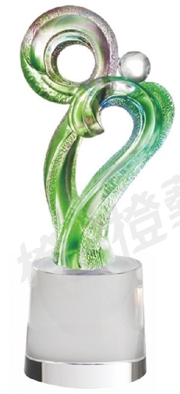 琉璃獎座「閃耀」-獎牌獎座獎盃藝品「退休、績優表揚、升官、榮陞」-鏤空彩色琉璃