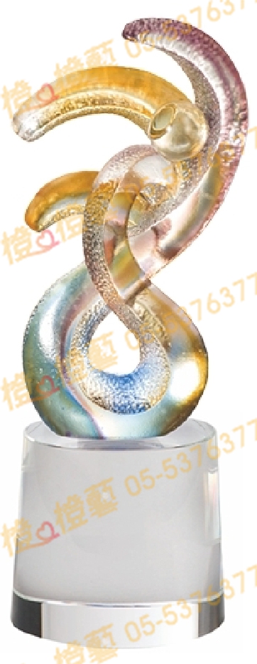 琉璃獎座「風采」-獎牌獎座獎盃藝品「退休、績優表揚、升官、榮陞」-鏤空彩色琉璃