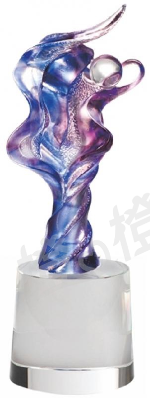 琉璃獎座「夢想」-獎牌獎座獎盃藝品「退休、績優表揚、升官、榮陞」-鏤空彩色琉璃