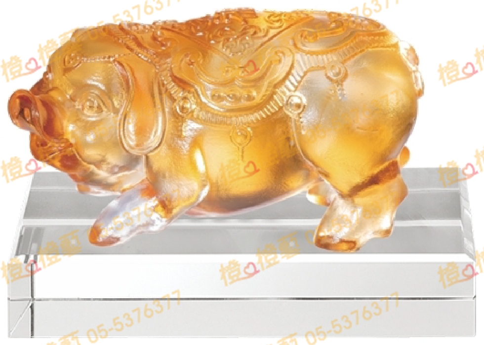 琉璃獎座「諸事美好旺旺來」-獎牌獎座獎盃藝品「退休、績優表揚、升官、榮陞」-鏤空彩色琉璃