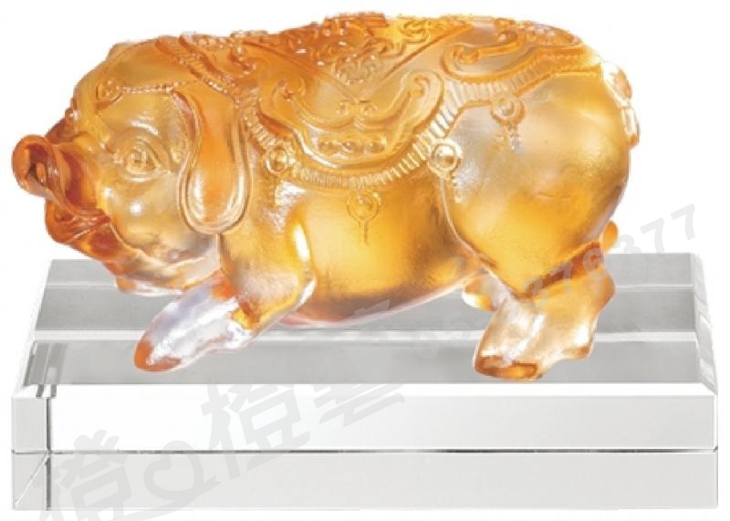 琉璃獎座「諸事美好旺旺來」-獎牌獎座獎盃藝品「退休、績優表揚、升官、榮陞」-鏤空彩色琉璃