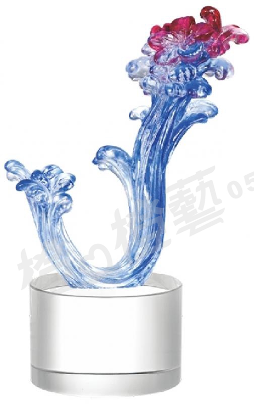 琉璃獎座「梅花傲雪香」-獎牌獎座獎盃藝品「退休、績優表揚、升官、榮陞」-鏤空彩色琉璃