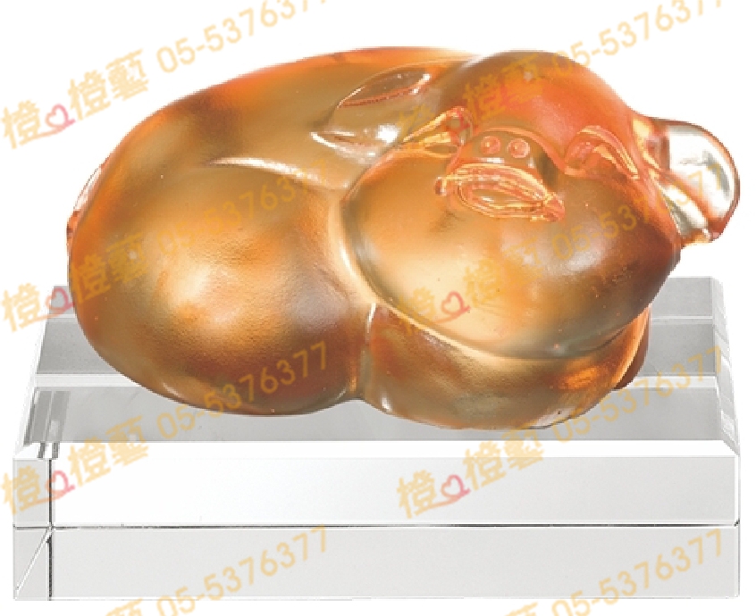 琉璃獎座「諸事旺旺好運來」-獎牌獎座獎盃藝品「退休、績優表揚、升官、榮陞」-鏤空彩色琉璃
