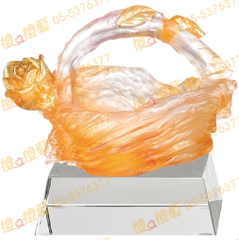 琉璃獎座「珍愛」-獎牌獎座獎盃藝品「退休、績優表揚、升官、榮陞」-鏤空彩色琉璃