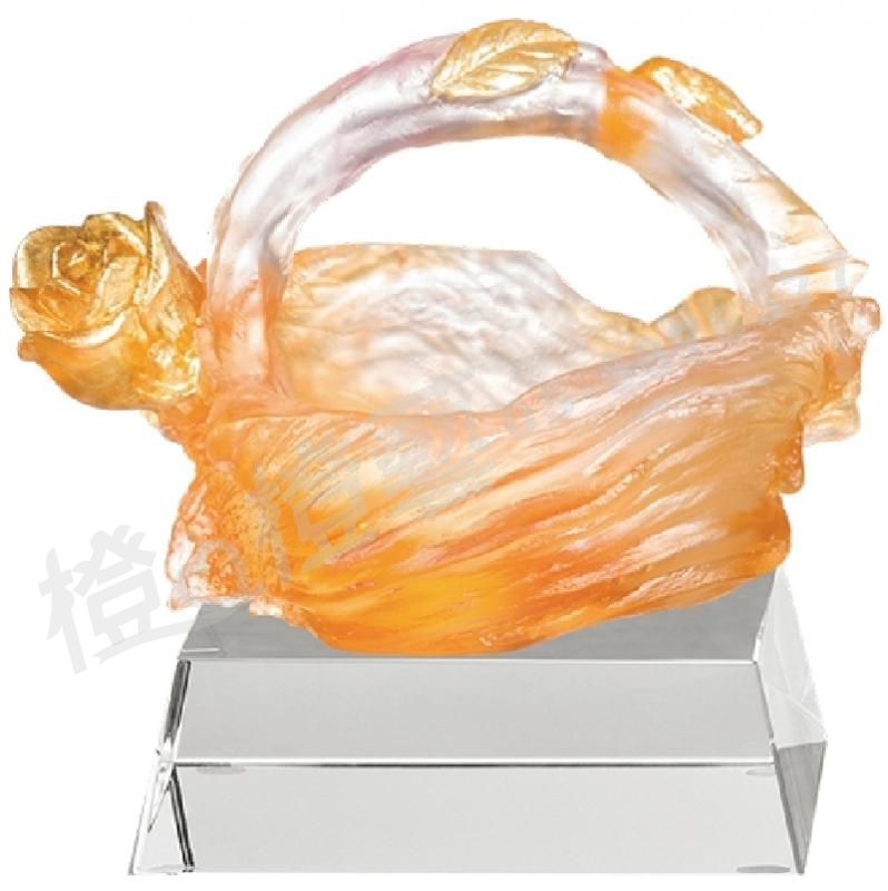 琉璃獎座「珍愛」-獎牌獎座獎盃藝品「退休、績優表揚、升官、榮陞」-鏤空彩色琉璃