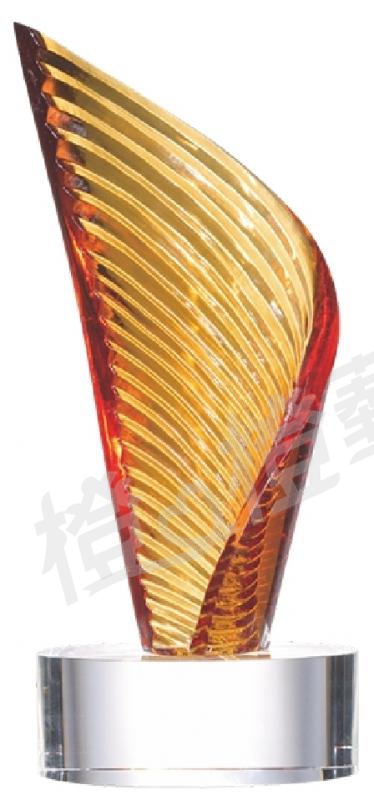 琉璃獎座「巔峰之境」-獎牌獎座獎盃藝品「退休、績優表揚、升官、榮陞」-鏤空彩色琉璃