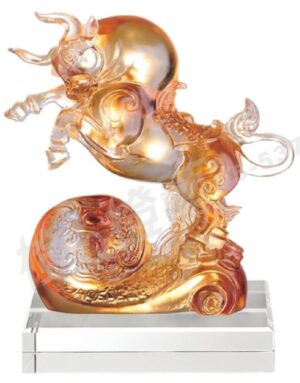 琉璃獎座「扭轉乾坤」-獎牌獎座獎盃藝品「退休、績優表揚、升官、榮陞」-鏤空彩色琉璃