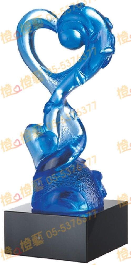 琉璃獎座「關懷」-獎牌獎座獎盃藝品「退休、績優表揚、升官、榮陞」-鏤空彩色琉璃