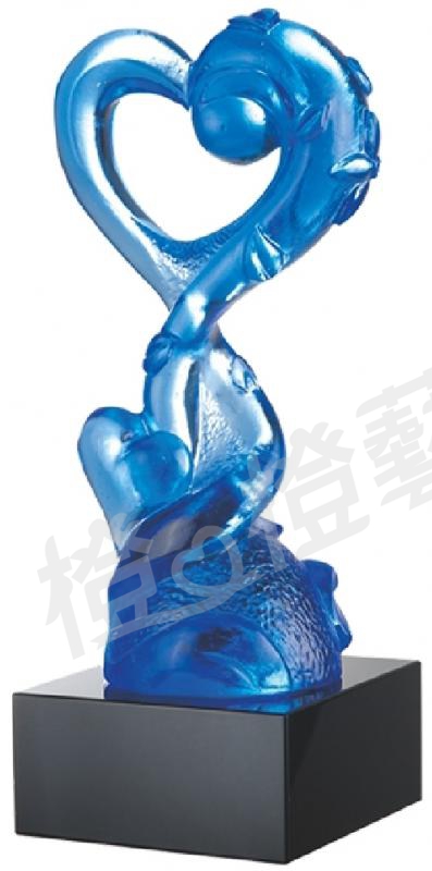 琉璃獎座「關懷」-獎牌獎座獎盃藝品「退休、績優表揚、升官、榮陞」-鏤空彩色琉璃