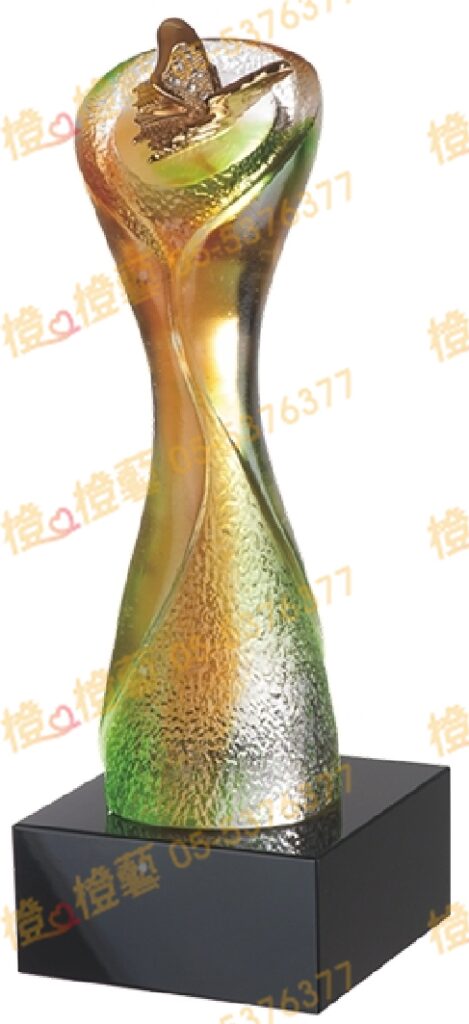 琉璃獎座「箇中翹楚」-獎牌獎座獎盃藝品「退休、績優表揚、升官、榮陞」-鏤空彩色琉璃