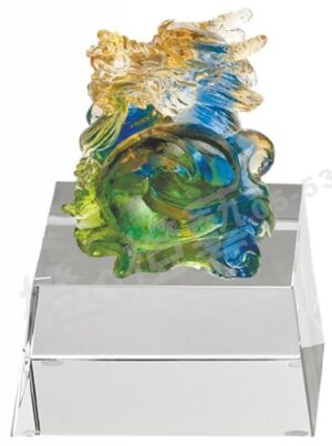 琉璃獎座「龍」-獎牌獎座獎盃藝品「退休、績優表揚、升官、榮陞」-鏤空彩色琉璃