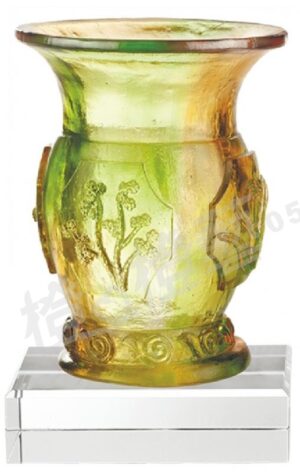 琉璃獎座「圓緣」-獎牌獎座獎盃藝品「退休、績優表揚、升官、榮陞」-鏤空彩色琉璃