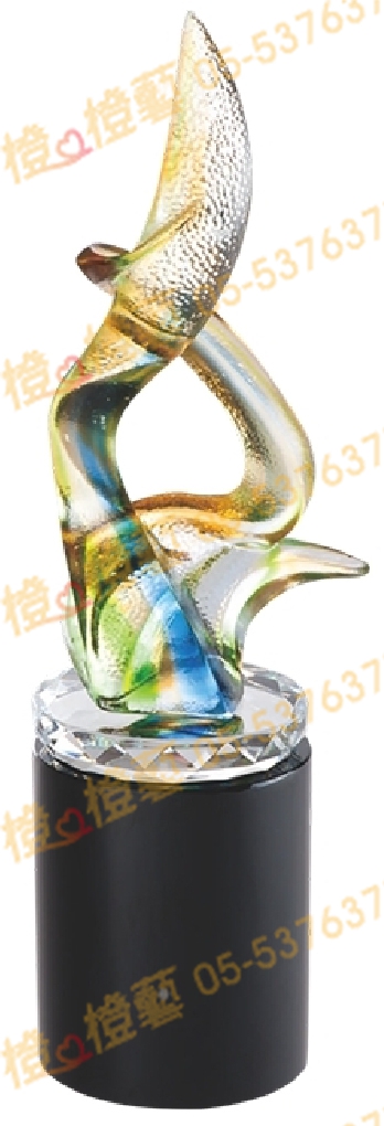 琉璃獎座「一飛沖天」-獎牌獎座獎盃藝品「退休、績優表揚、升官、榮陞」-鏤空彩色琉璃