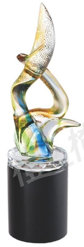 琉璃獎座「一飛沖天」-獎牌獎座獎盃藝品「退休、績優表揚、升官、榮陞」-鏤空彩色琉璃