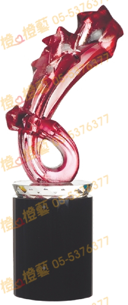 琉璃獎座「雙星報喜」-獎牌獎座獎盃藝品「退休、績優表揚、升官、榮陞」-鏤空彩色琉璃