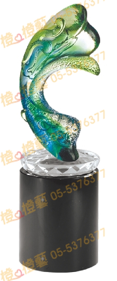 琉璃獎座「鋒芒」-獎牌獎座獎盃藝品「退休、績優表揚、升官、榮陞」-鏤空彩色琉璃