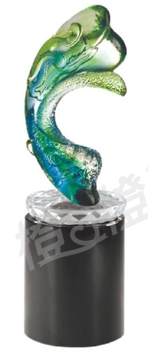 琉璃獎座「鋒芒」-獎牌獎座獎盃藝品「退休、績優表揚、升官、榮陞」-鏤空彩色琉璃