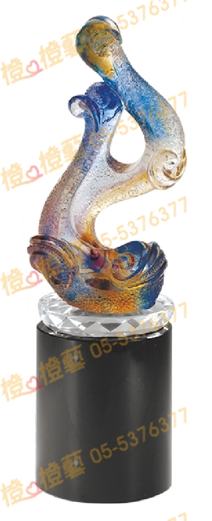 琉璃獎座「神采」-獎牌獎座獎盃藝品「退休、績優表揚、升官、榮陞」-鏤空彩色琉璃