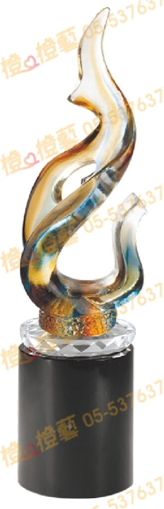 琉璃獎座「扶搖直上」-獎牌獎座獎盃藝品「退休、績優表揚、升官、榮陞」-鏤空彩色琉璃