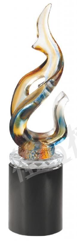 琉璃獎座「扶搖直上」-獎牌獎座獎盃藝品「退休、績優表揚、升官、榮陞」-鏤空彩色琉璃