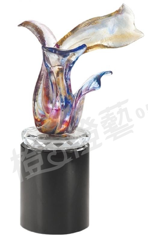 琉璃獎座「輝煌」-獎牌獎座獎盃藝品「退休、績優表揚、升官、榮陞」-鏤空彩色琉璃