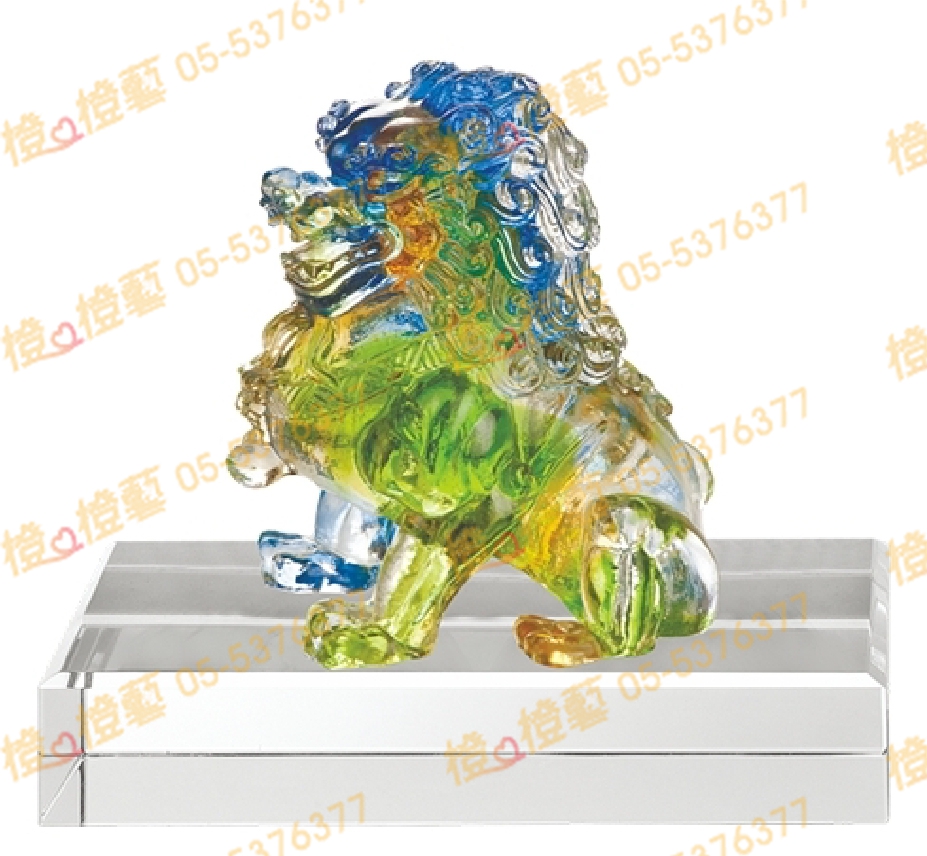琉璃獎座「威震」-獎牌獎座獎盃藝品「退休、績優表揚、升官、榮陞」-鏤空彩色琉璃