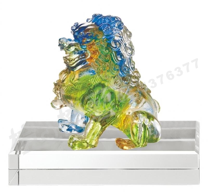 琉璃獎座「威震」-獎牌獎座獎盃藝品「退休、績優表揚、升官、榮陞」-鏤空彩色琉璃