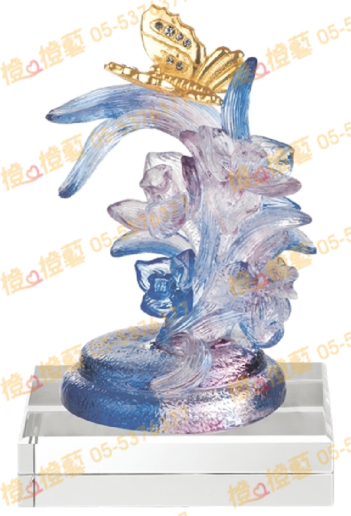 琉璃獎座「戀香」-獎牌獎座獎盃藝品「退休、績優表揚、升官、榮陞」-鏤空彩色琉璃