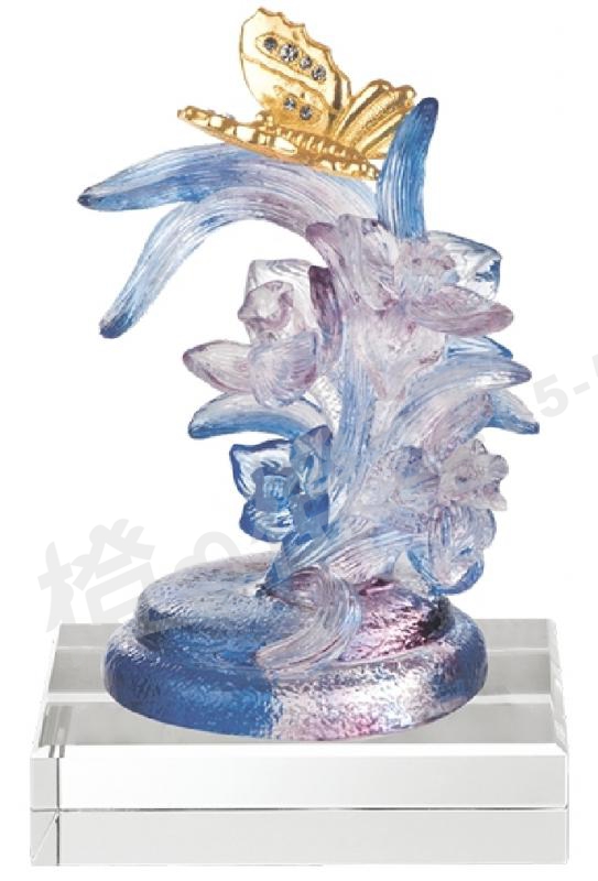 琉璃獎座「戀香」-獎牌獎座獎盃藝品「退休、績優表揚、升官、榮陞」-鏤空彩色琉璃