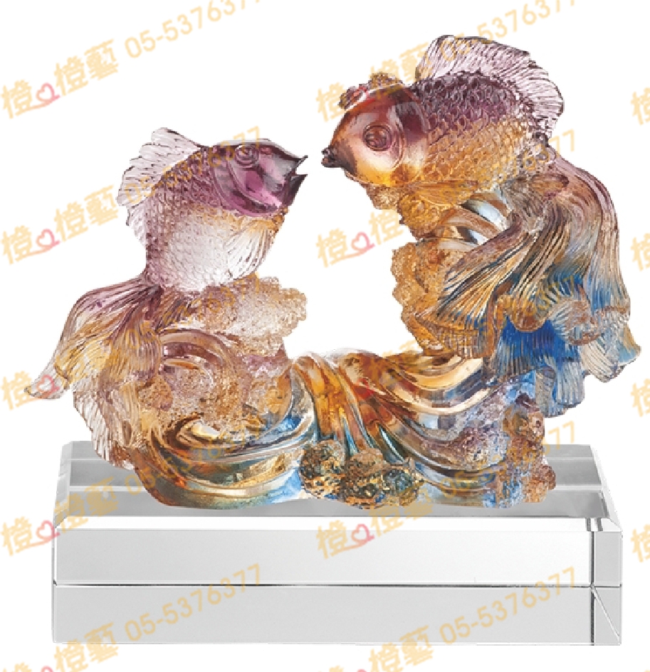 琉璃獎座「悠揚」-獎牌獎座獎盃藝品「退休、績優表揚、升官、榮陞」-鏤空彩色琉璃