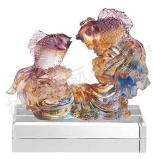 琉璃獎座「悠揚」-獎牌獎座獎盃藝品「退休、績優表揚、升官、榮陞」-鏤空彩色琉璃